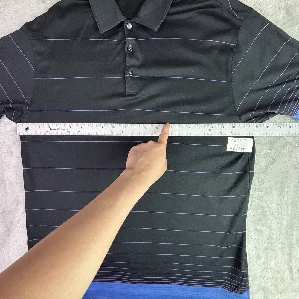 Nike Tiger Woods Collection Golf Polo Shirt Mens Large Black Striped Dri-FIT